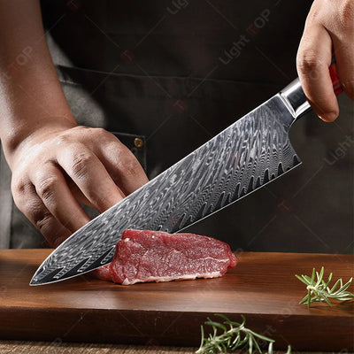 Universal Chef's Knife Damascus Steel Japanese Cooking Cutting Knife Multi-purpose Kitchen Knives Meat Cleaver Vegetables Cutter