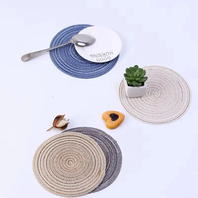 Hand-made Round Cotton Yarn Weaving Heat Insulated Cup Mat Placemat Dining Table Decor Bowls Coffee Cups Coaster Tableware Mat