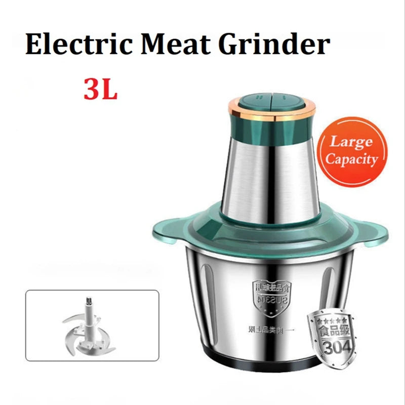 1 PCS Electric Meat Grinder 3L Blenders Stainless Steel Multifunction Vegetable Chopper Slicer EU Plug