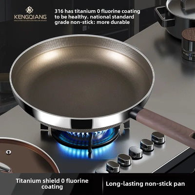 316 stainless steel frying pan, uncoated household titanium non-stick pan, omelette, steak frying pan, electromagnetic universal