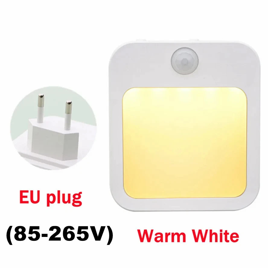 Motion Sensor LED Night Lights EU/US Plug Dimmable Cabinet Light For Baby Bedside Bedroom Corridor Wireless Night Lamp Lighting