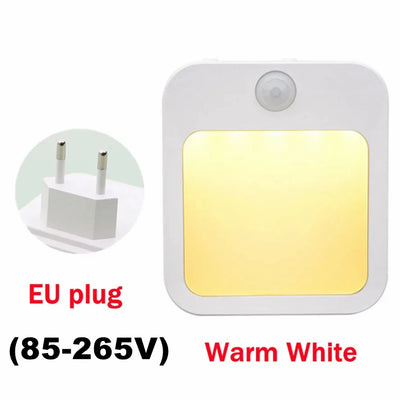 Motion Sensor LED Night Lights EU/US Plug Dimmable Cabinet Light For Baby Bedside Bedroom Corridor Wireless Night Lamp Lighting