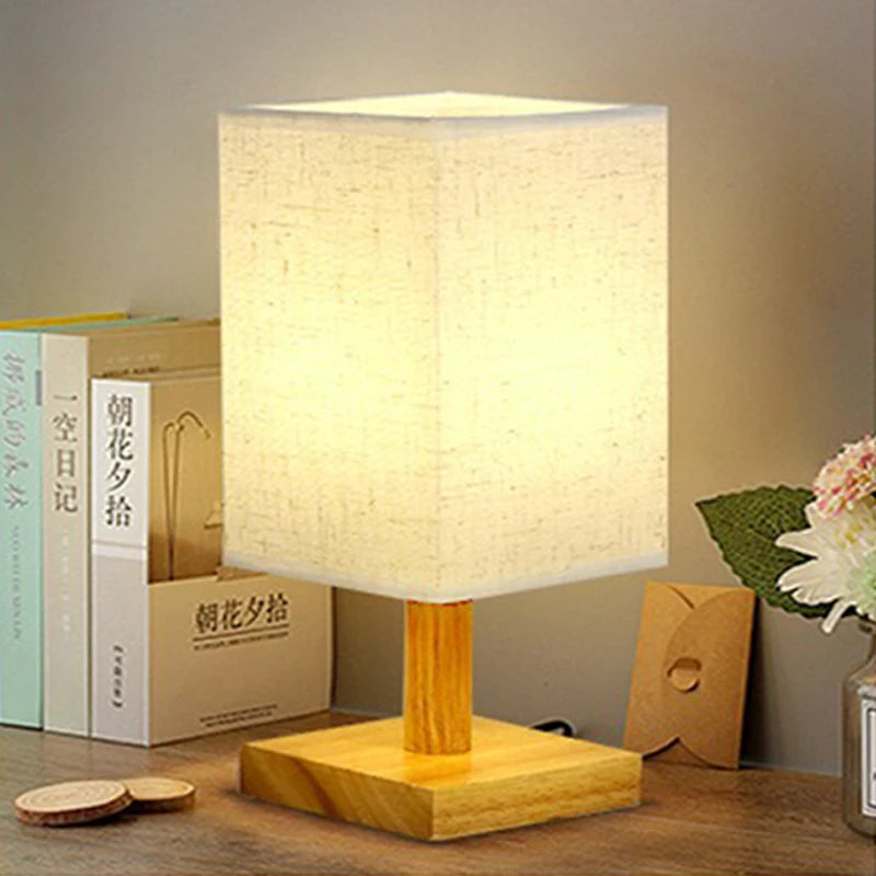 LED Table Lamps Simple Chinese Style Decoration Lamp Dimmable USB Plug Night Light Fabric Lampshade Bedroom Bedside Lighting