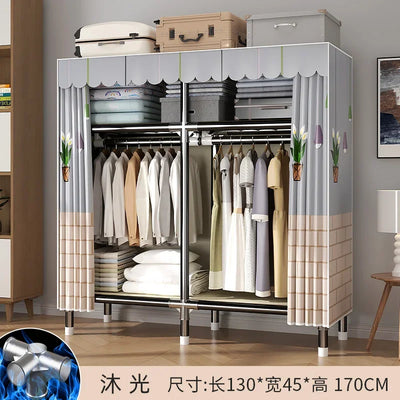 Durable Alloy Steel Wardrobe  HighCapacity Closet with Polyester Taffeta, Easy Clean Bedroom Storage, Clothing Organizer