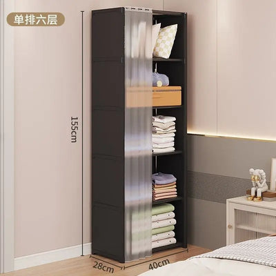 6/5 Layers Dustproof Wardrobe High Capacity Partition Bookshelf Bedroom Open Simple Assembly Storage Cabinet Bedroom Furniture