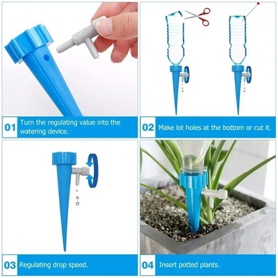 48-6-pack Self plant watering spike kit Garden adjustable automatic drip irrigation device automatic plant watering system