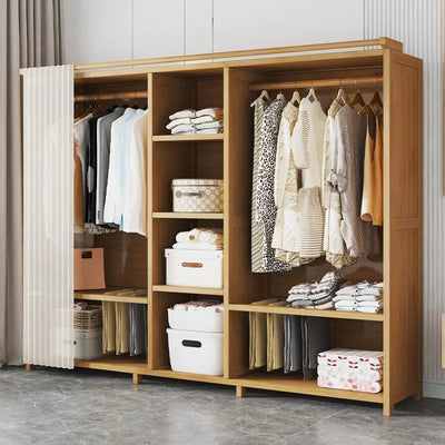 Space Saving Cheap Closet Modern Minimalist Nordic Display Lounge Open Wooden Wardrobe Storage Vestidores Trendy Furniture