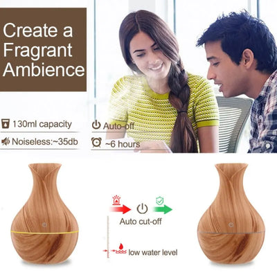 Household Wood Vase Aromatherapy Humidifier Vase Air Humidifier Ultrasonic Mute Colorful Humidifier Spray Instrumen Rechargeable