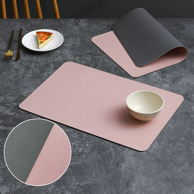 PVC Double-sided Lychee Patterned Leather Dining Table Mat Hotel Home Dining Plate Anti Slip Bowl Square Insulation Mat