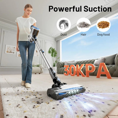 Vacuum Cleaner with Self-Standing, LED Screen Stick Vacuum Cleaners for Home, Lightweight Powerful Suction Vacuum, 6-in-1 Rechar