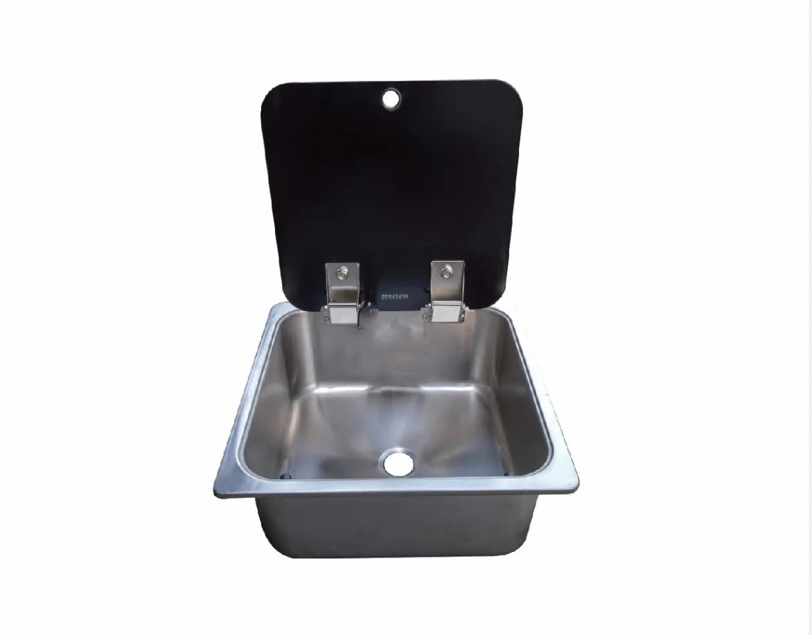 Stainless Steel Sink with Tempered Glass Lid 350*350*120mm GR-549B Boat Caravan Camper