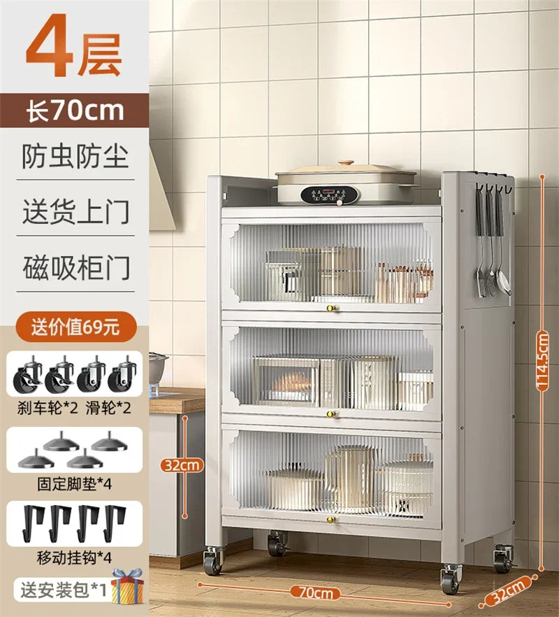 Modern Metal Kitchen Cabinets Kitchen Furniture Multi-layer Storage Cabinet Floor Racks Multi-functional Tableware Cabinet U