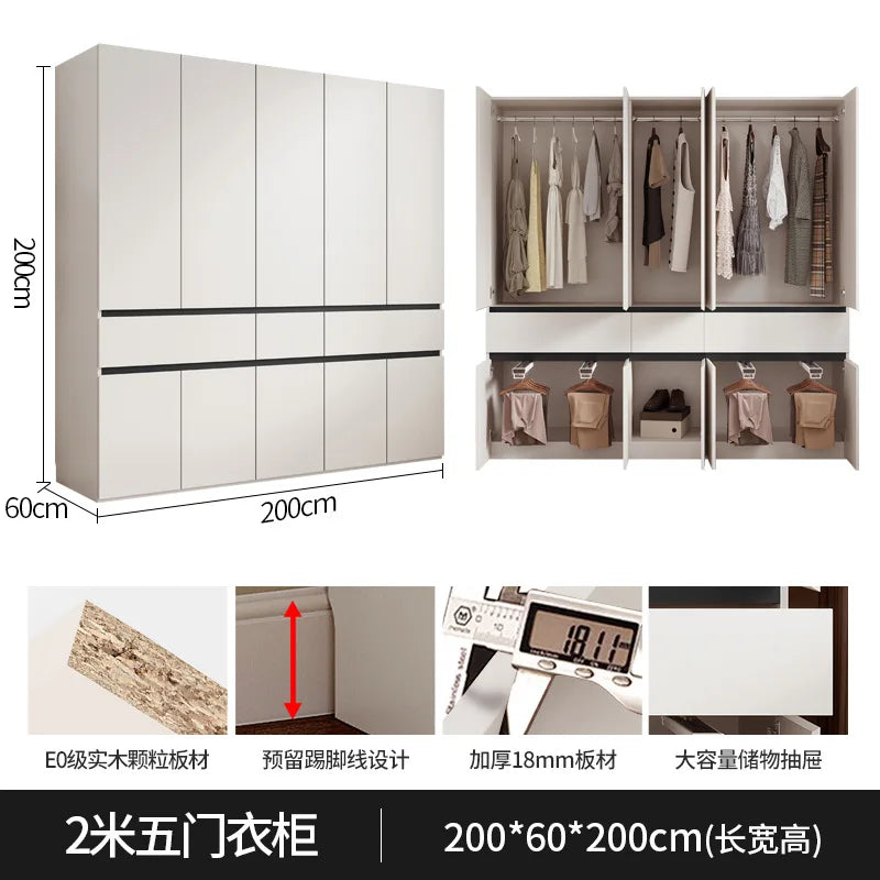 Wardrobe flat door split adult cabinet modern simple household rental room granule board combination bevel wardrobe