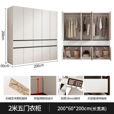 Wardrobe flat door split adult cabinet modern simple household rental room granule board combination bevel wardrobe