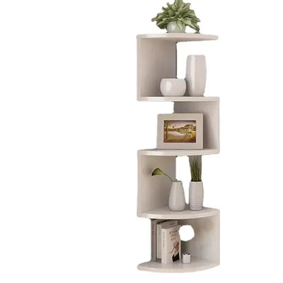 5 Layers Wooden Corner Shelf Floating Semi-Circle Storage Shelves Bookshelf Wall Display Corner Shelf Home Decor