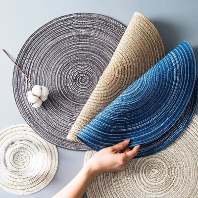 Hand-made Round Cotton Yarn Weaving Heat Insulated Cup Mat Placemat Dining Table Decor Bowls Coffee Cups Coaster Tableware Mat