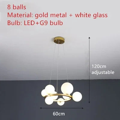 Nordic Clear Glass LED Chandelier Hall Parlor Lighting Fixtures Restaurant Bedroom Modern Hanglamp Cord Adjustable G9 Loft Deco