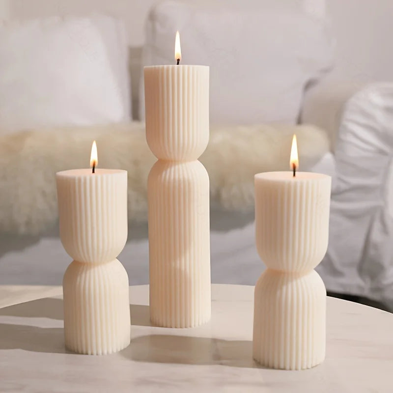 Roman Striped Cylindrical Candle Silicone Mold Rope Knot Candle Silicone Mold Pointed Stripe Geometric Shape Acrylic PC Mold