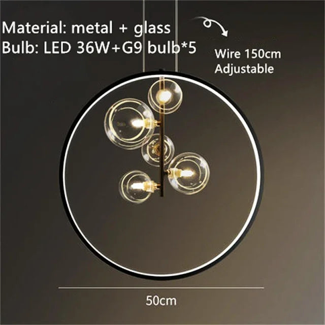 Nordic Clear Glass LED Chandelier Hall Parlor Lighting Fixtures Restaurant Bedroom Modern Hanglamp Cord Adjustable G9 Loft Deco