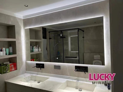 Vertical Wall Mounted Lighted Mirror Touch Screen Anti-Fog Bathroom Illuminated LED Mirror