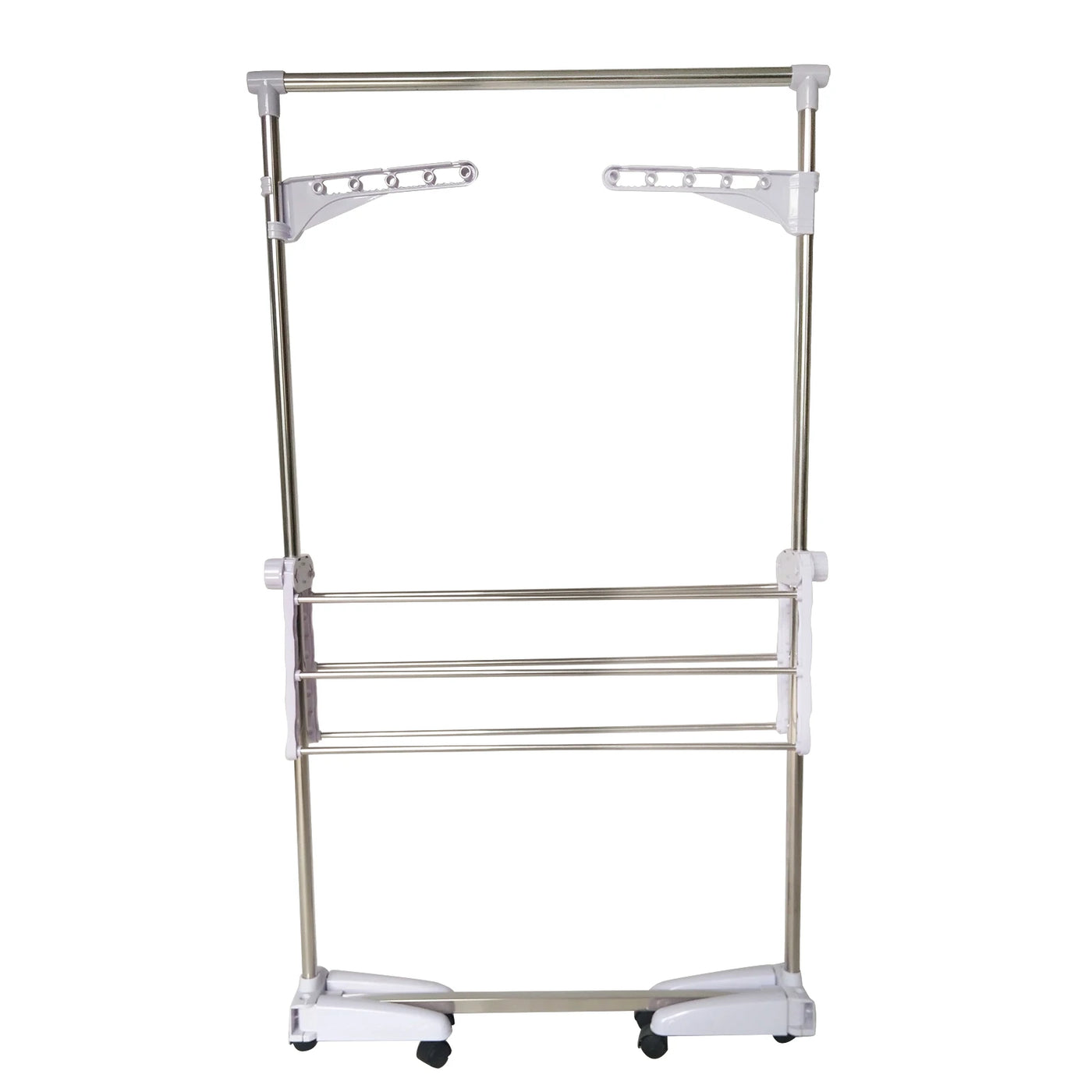 1Tier Racks Floor Drying Racks indoor&outdoor Stainless Folding Rails Adjustable Telescopic Rolling Clothing Garment Rack