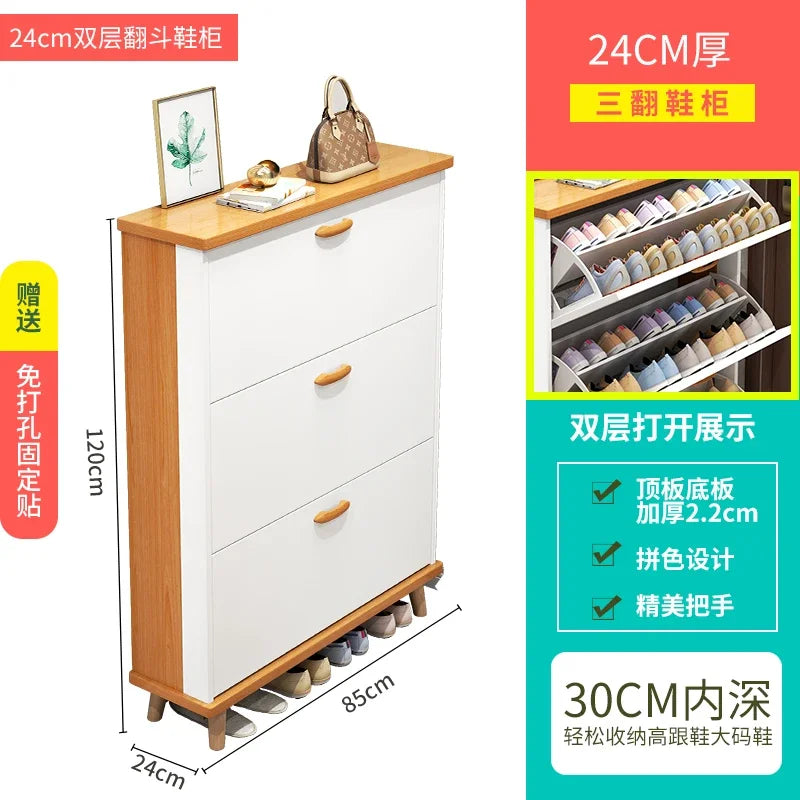 Ultra-Thin Shoe Cabinet Home Doorway Home Tilting Entrance Cabinet Shoe Rack