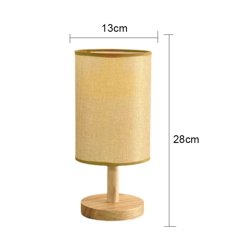 LED Bedside Table Lamps Simple Chinese Style Decoration Table Lamps Dimmable USB Plug Fabric Lampshade Bedroom Night Light