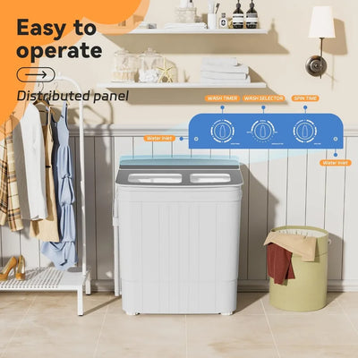 Portable Washing Machine 17.6 Lbs Compact Twin Tub Washer with Spin Cycle Washer and Dryer Combo