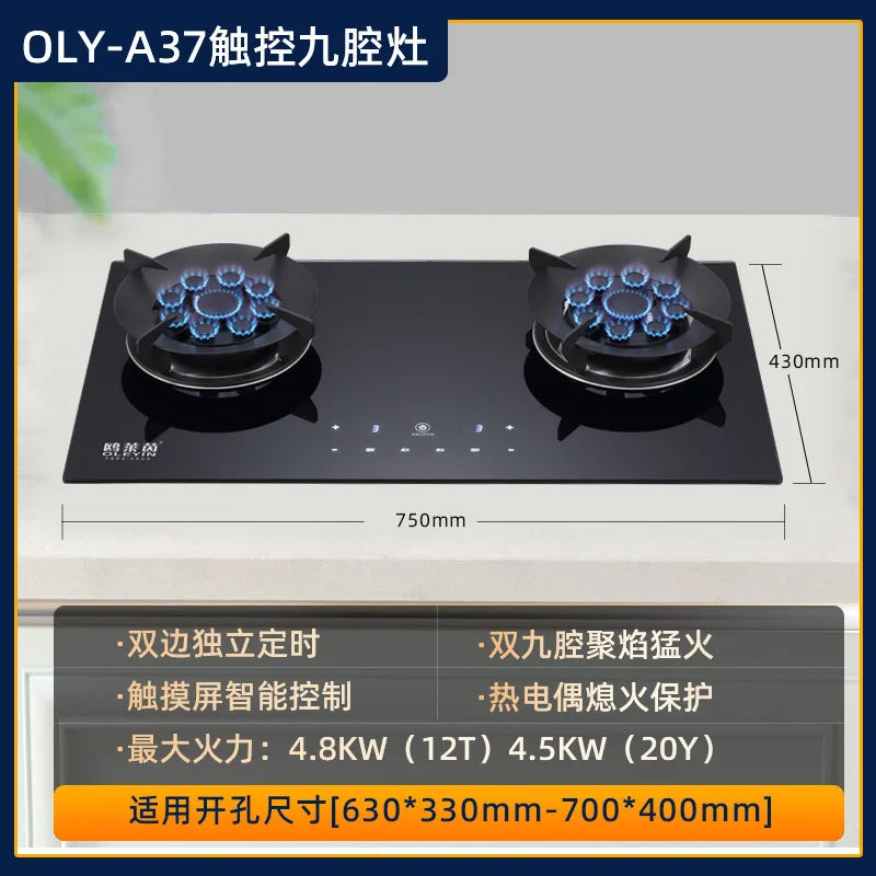 5V Touch Screen Flip Hob Gas Panels for Kitchen Cooktop Upgrade Timing Kitchen Gas Cooker Energy-Saving Embedded Gas Panel