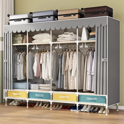 Simple wardrobe, sturdy and durable fabric cabinet, home bedroom assembly, rental room storage cabinet, wardrobe rack