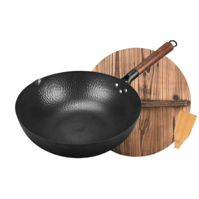 Women Lightweight Wok Pan,Hammer Cast Iron Frying pan,Durable Non-stick Wok,For Kitchen Gas Stove And Induction Kitchen Cookware