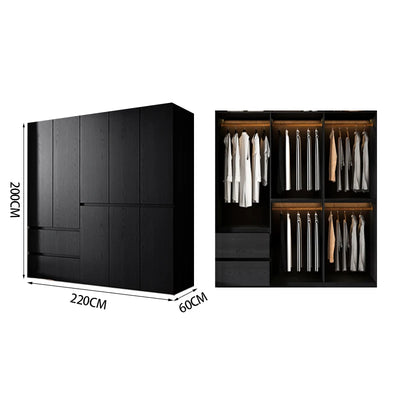 Bedroom Storage Wardrobes Sliding Clothes Black Wooden Girls Rack Cabinets Wardrobes Open Cupboard Guarda Roupa Home Furniture