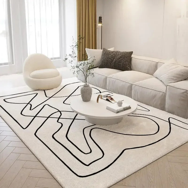 Modern Abstract Art design Living room decoration Furry carpet Nordic style bedroom sofa cloakroom Simple line soft rug bedroom