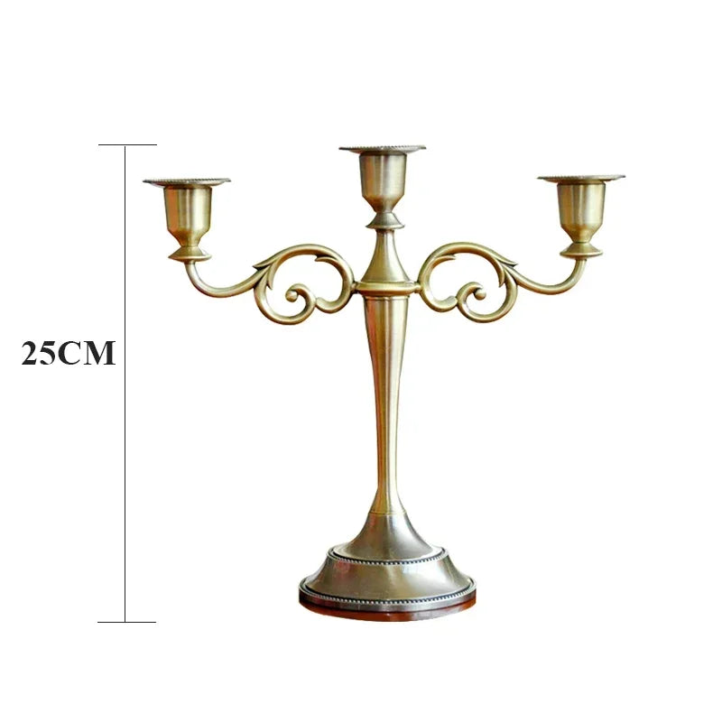 Home decor Bronze Candelabra Metal 5/3 arms Candle Holders Wedding Decoration Candlesticks Event Candle Stand Table Centerpiece