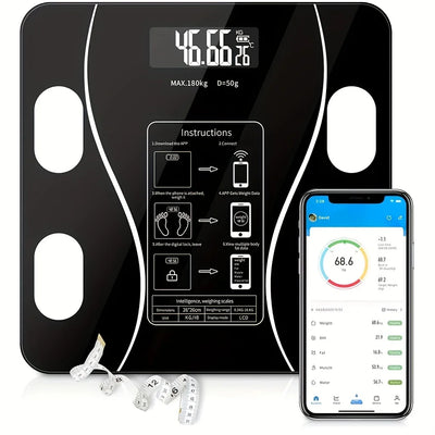 1pc Scales Smart Digital LED Scale, Fat Measurement Scale, Smartphone App Connection (Battery Models, Batteries Not Included)