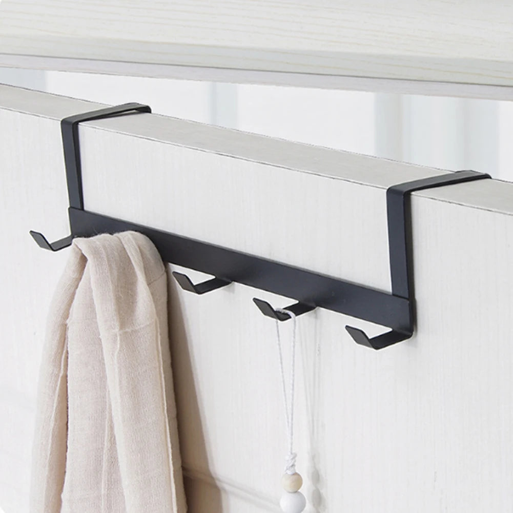 Hooks Over The Door 5 Hooks Home Bathroom Organizer Rack Clothes Coat Hat Towel Hanger New Bathroom Kitchen Accessories Holder