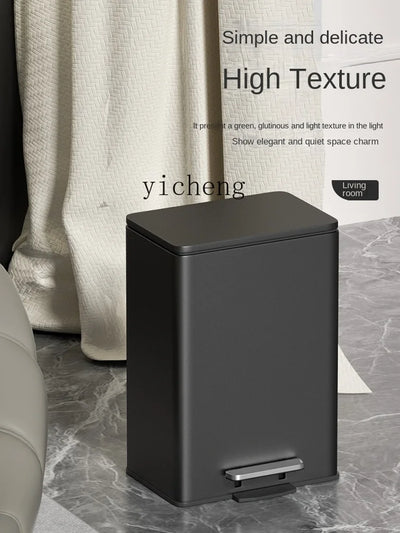 YY Living Room Trash Can Household Kitchen with Lid Simple Style Light Luxury Pedal Type