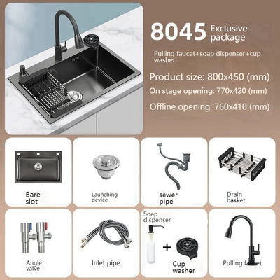 Stainless Steel Kitchen Sink Large Single Slot Undermount Basin Household Washbasin Multifunctional Sinks Apartment