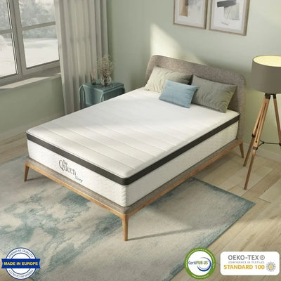 8 Inch Maxima Hybrid Mattress, Full Size, Cooling Gel Infused Memory Foam and Innerspring Mattress, Bed in a Box, White & Gray