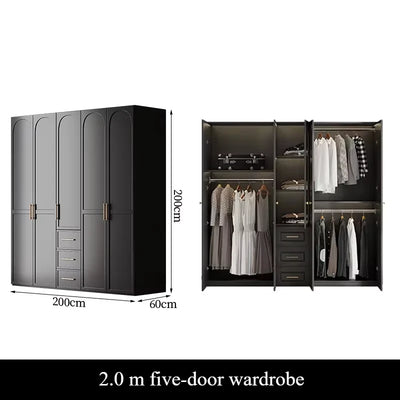 French Retro Style Black Wardrobes Storage Multilayer Cabinet Open Closets Wardrobes Bedroom Drawers Rangement Chambre Furniture