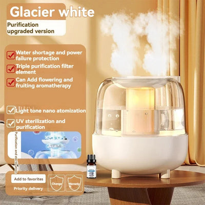 5L large capacity humidifier usb double fog spray low noise home bedroom office night light essential oil diffuser