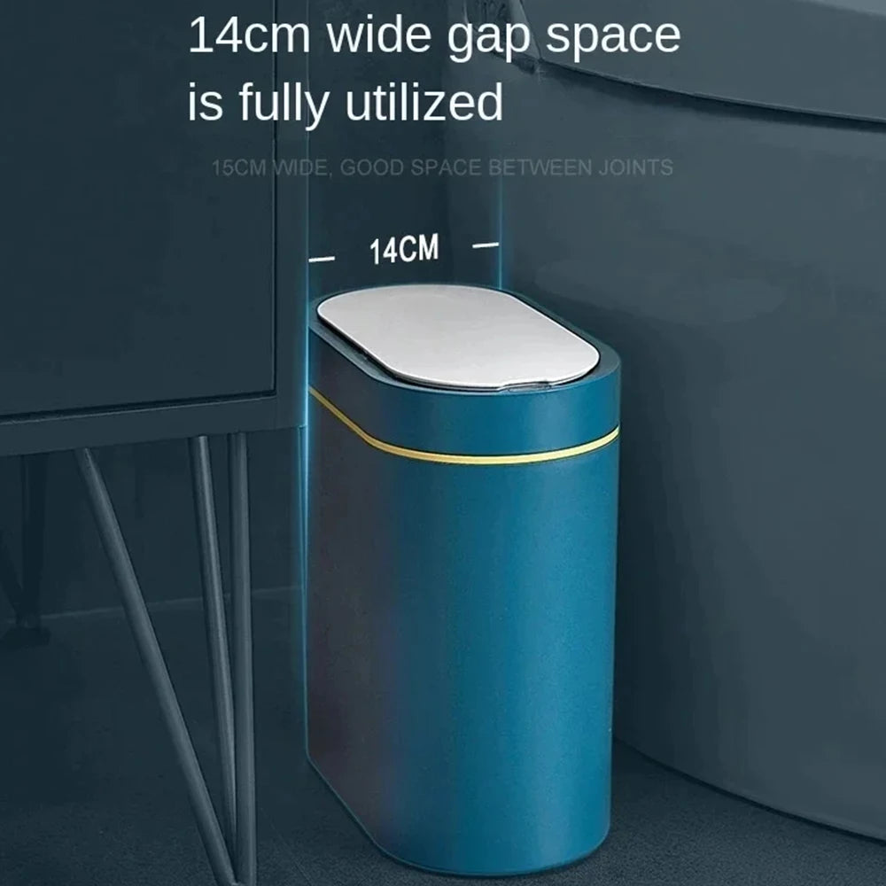 7L Blue Automatic Bathroom Trash Can with Lid Touchless Small Trash Can Motion Sensor Waterproof Garbage Can for Kitchen