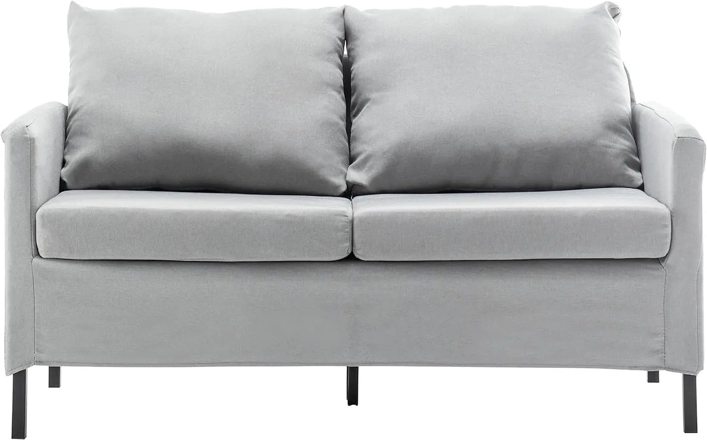 Sofa with 2 Seats, Compact 2-Seater with Metal Legs for Small Spaces, Deep Seated Comfort, Sofa with 2 Seats