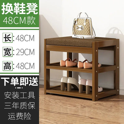 Special Multifunctional Shoe Organizer Bamboo Shoe Cabinets Linen Upholstered Storage Multi-layer Partition Hallway Bench