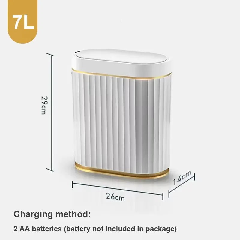 Automatic Sensor Trash Can 7L 9L Luxury Bathroom Trash Can 15L Kitchen Electric Garbage Bin Toilet Wastebasket Golden Trash Can