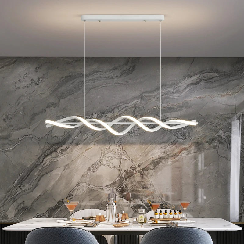 New Minimalist Creative Personality Restaurant Pendant Lights Aluminum Artistic Design Long Lamp Dining Nordic Bar Chandelier