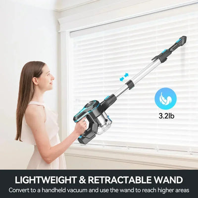 QWINSE Vacuum Cleaner,6in1 Rechargeable Stick Vacuum,Powerful Lightweight Cordless Vacuum Cleaner,Up to 45 Mins Runtime