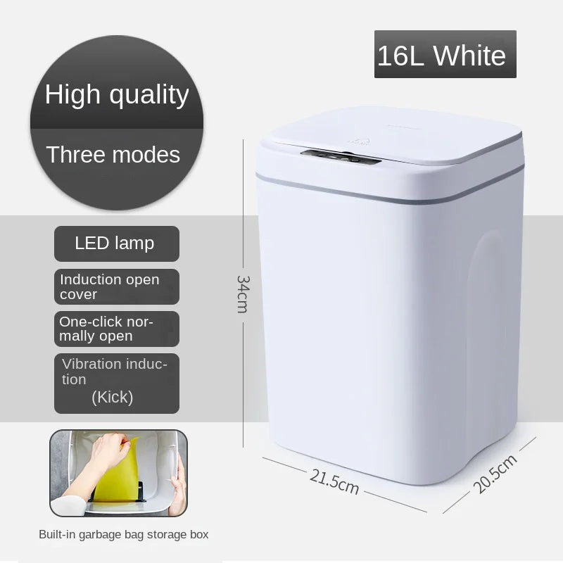 Smart Sensor Garbage Bin Kitchen Bathroom Toilet Trash Can Best Automatic Induction Waterproof Bin with Lid 12/14/16/18L