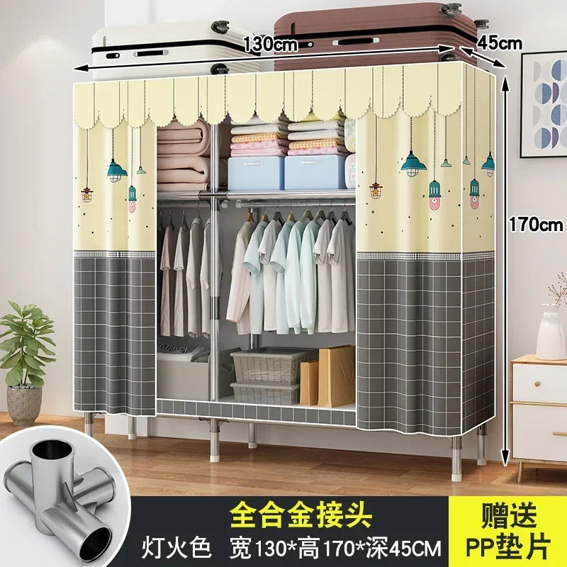 Simple Steel Frame Wardrobe  Easy Assembly, NonWoven Fabric Closet, Durable Storage Solution, Bedroom Organization