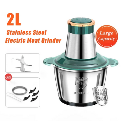 2L Stainless Steel Electric Chopper Meat Grinder Mincer Vegetable Chopper Meat Slicer Machine Household Grinder Food Processor